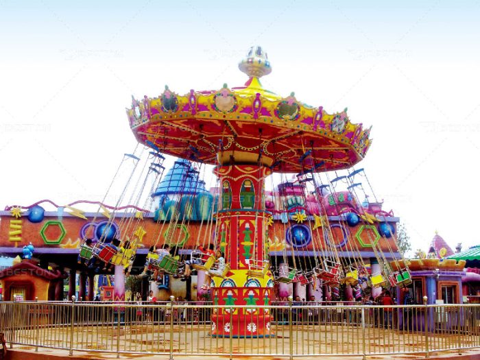 Popular swing rides in amusement park 